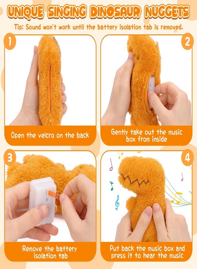 AGIFTMIND Singing Dinosaur Nuggets Plush Musical Dinosaur Stuffed Animal, Funny Dino Party Gifts Birthday Decorations Novelty Keychain for Adults Women Men Friends (Dino) - Image 3